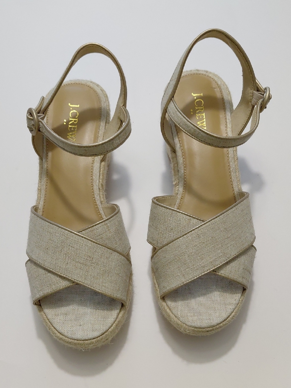 J CREW  Women's Gold Platform Espadrille  Sandals Size 9